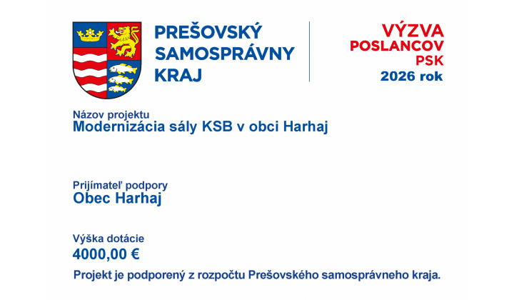 Modernizácia sály KSB v obci Harhaj