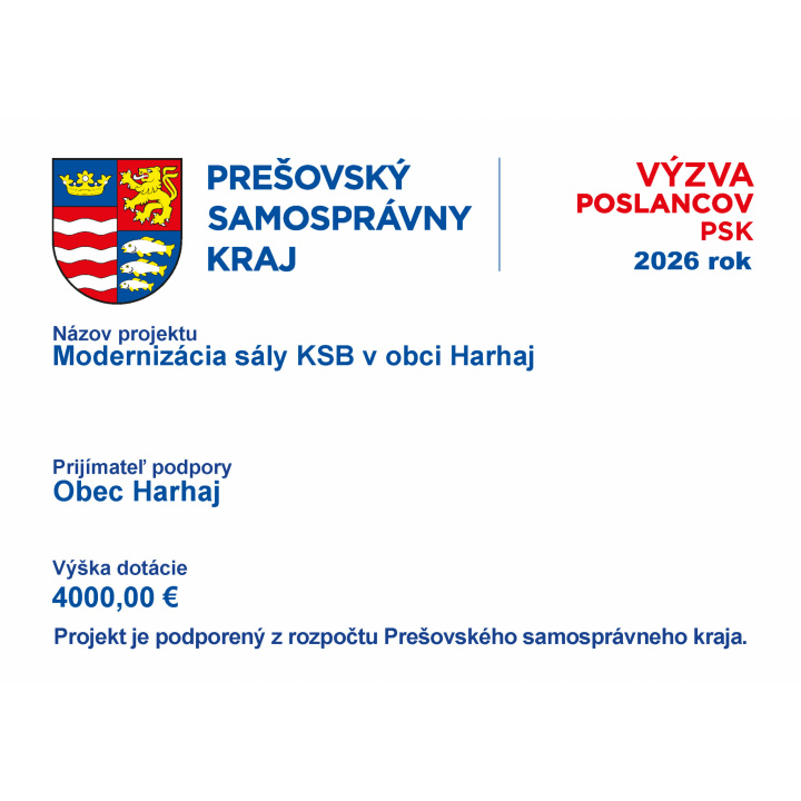 Modernizácia sály KSB v obci Harhaj
